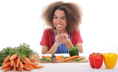 Afro woman cooking