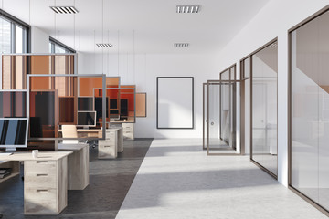 Modern office, poster, glass doors