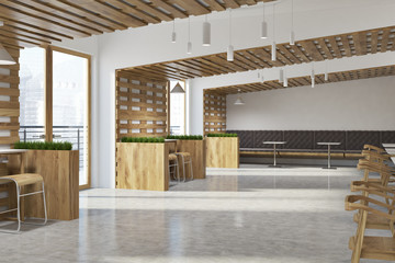 White and wooden eco bar interior