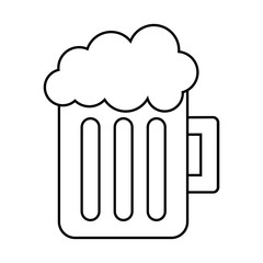 glass beer mug foamy drink alcohol vector illustration thin line