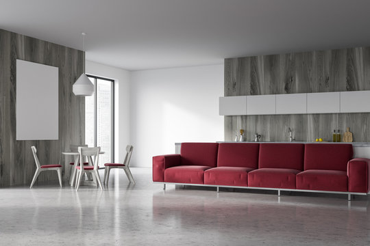 Modern living room and dining room corner