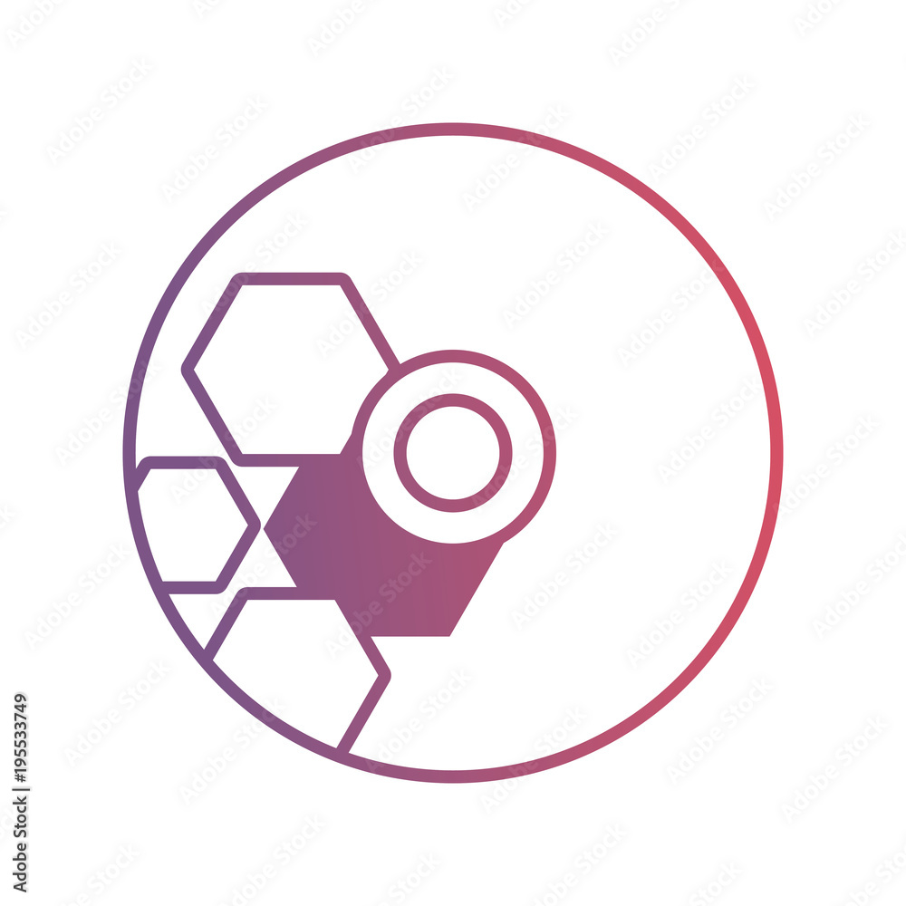 Canvas Prints flat line purple cd with hexagons design over white background vector illustration