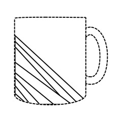 uncolored mug with stripes design sticker over white background vector illustration