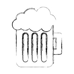 glass beer mug foamy drink alcohol vector illustration sketch design