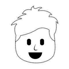 character man face laughing expression vector illustration dotted line image