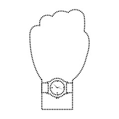 hand with wrist watch accessory image vector illustration dotted line image