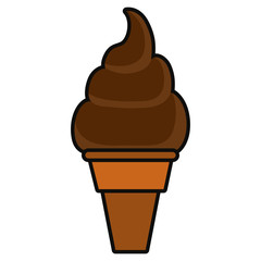 chocolate ice cream cone over white background vector illustration