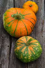 Pumpkin on rustic wooden table