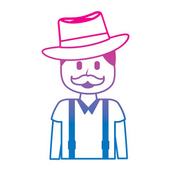 cartoon smiling man portrait character vector illustration degraded color image