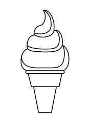 uncolored ice cream cone over white background vector illustration