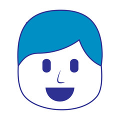 character man face laughing expression vector illustration blue image