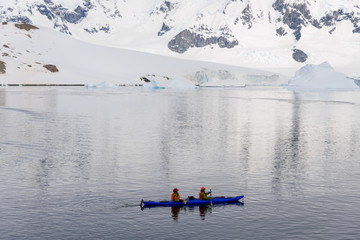 Kayaking in Antarctic sea