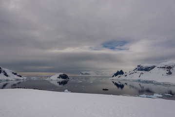 Antarctic seascape with reflection