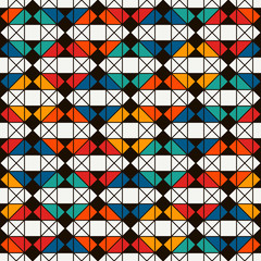 Native american style quilt blanket. Bright ethnic print with geometric forms. Abstract seamless surface pattern