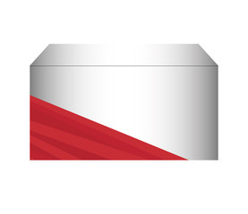 box with red stripes design over white background vector illustration