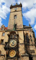 tower with clock in Prague in Czech Republic