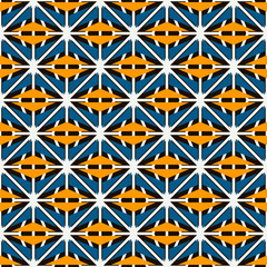 African style seamless surface pattern with abstract figures. Bright ethnic and tribal print grid geometric forms