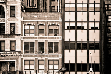 Retro toned image of vintage building facades,