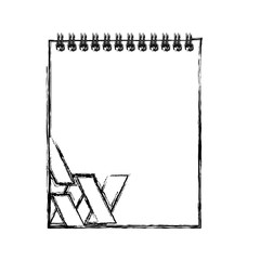 uncolored notepad with stripes design doodle over white background vector illustration