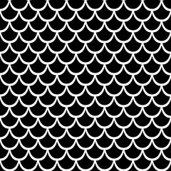Black texture of fish scales. Seamless vector pattern. Nice for wallpaper, banner, fabric, paper, scrapbook, backdrop. © Olha Kozachenko