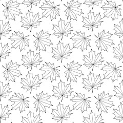 Seamless vector background of the contours of a maple leaf