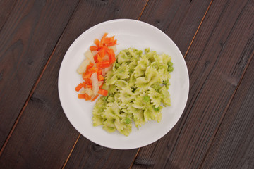 Pasta with peas pesto on a background