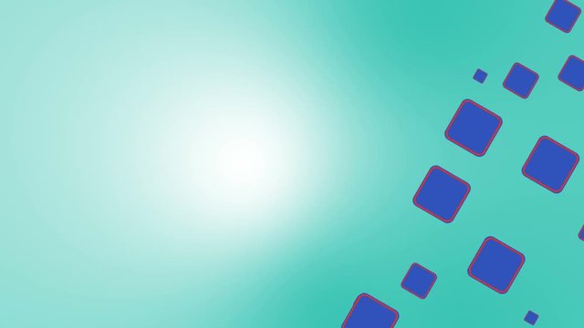 Square Shapes on Green Background Loop. Geometric pattern of navy squares on green background, computer generated seamless loop motion.