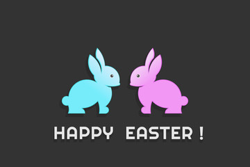Happy easter bunnies couple vector