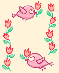 Cute little birds frame