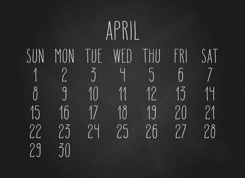 April year 2018 calendar