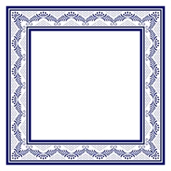 Blue square frame in the traditional style of painting on porcelain.