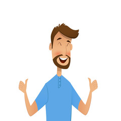 Happy cartoon man shows gesture cool