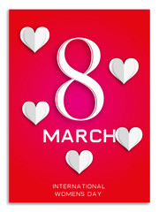red style 8 march design elements. 8 march greeting postcard