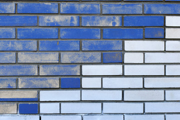 blue white brick wall, background