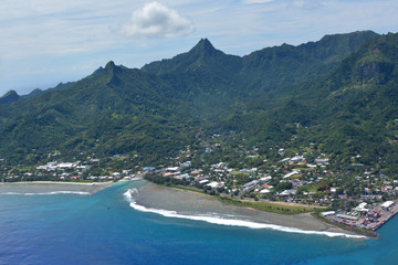 Aerial landscape view of Avarua Town Rarotonga Cook Islands