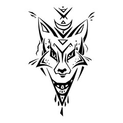 Tribal pattern Fox. Polynesian tattoo style. Vector illustration