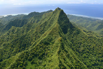 Aerial landscape view of Rarotonga Cook Islands