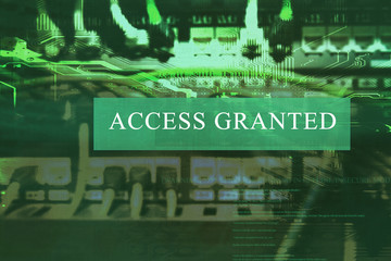 Fototapeta na wymiar Access granted to server system technology