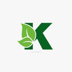 Letter green leaf logo illustration.