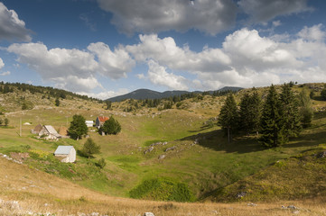 Fototapeta na wymiar Small rural mountain village in Durmitor