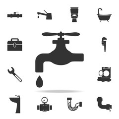 faucet drop icon. Detailed set of plumber element icons. Premium quality graphic design. One of the collection icons for websites, web design, mobile app