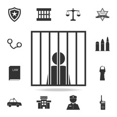 jail criminal human hands bars prisioner person man icon. Detailed set of police element icons. Premium quality graphic design. One of the collection icons for websites, web design