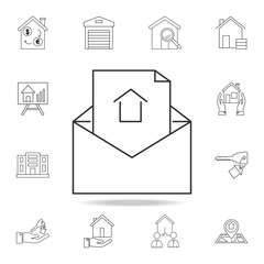 Fototapeta premium Open envelope for lette icon. Set of sale real estate element icons. Premium quality graphic design. Signs, outline symbols collection icon for websites, web design, mobile app