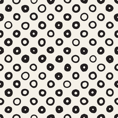 Hand drawn black and white ink abstract seamless pattern. Vector stylish grunge texture. Geometric scattered shapes paint brush lines