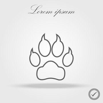 dog trail linear icon. Thin line design. Paw Prints. Logo.
