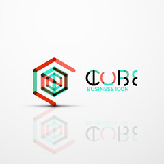 Cube idea concept logo, line