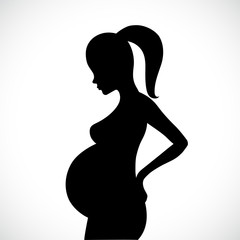Beautiful pregnant woman silhouette. Vector illustration