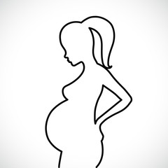 Pregnant woman line icon vector. Women Pregnancy symbol. 