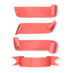 Set of Pink Realistic Ribbons