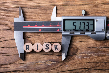 Digital Electronic Vernier Caliper And Blocks With Risk Text